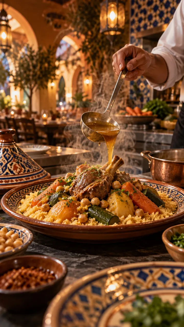 North African couscous prepared at the restaurant