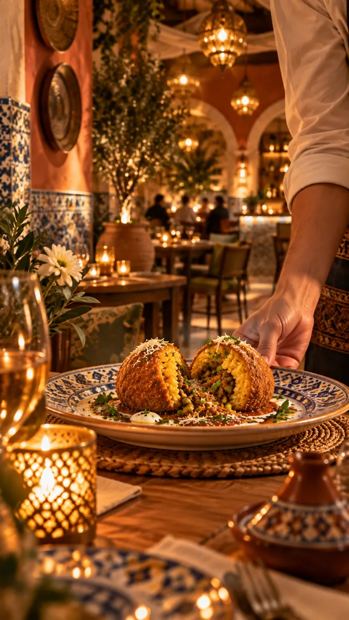 Arancina El Kasbah served in a restaurant